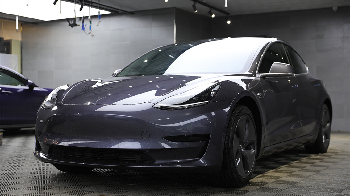 特斯拉Model 3施工威固漆面保護(hù)膜案例展示