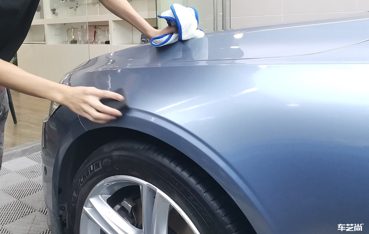 車藝尚莘莊店施工沃爾沃S90，水晶鍍膜流程展示（4）