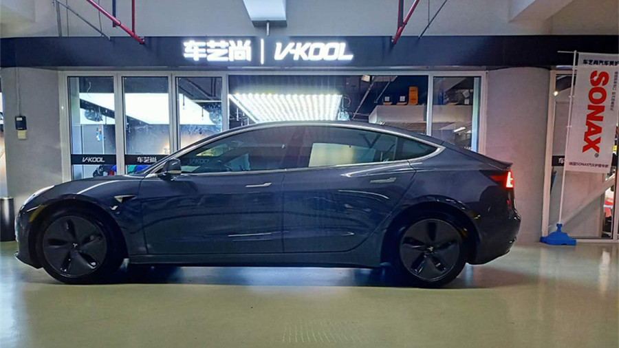 特斯拉 Model3施工威固玻璃膜，流程展示