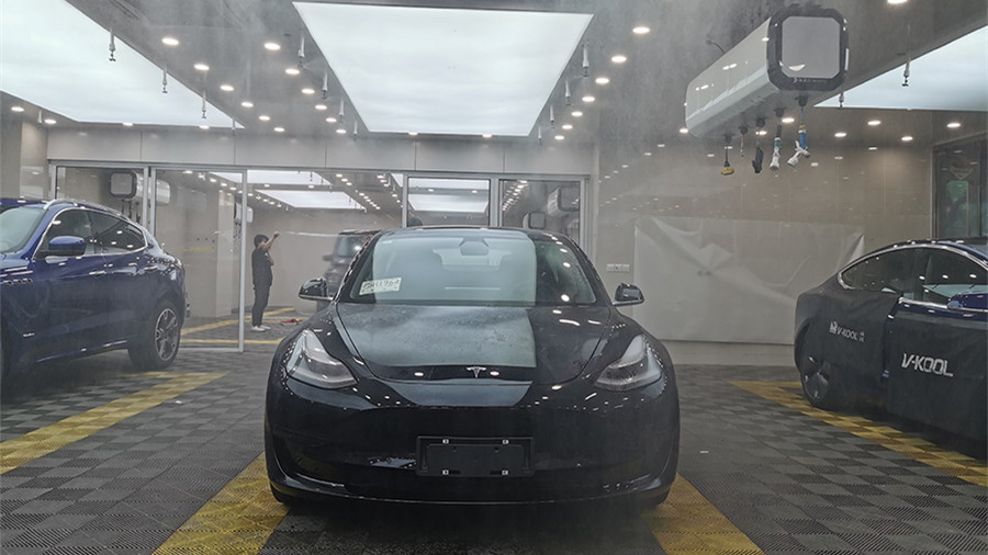 特斯拉Model 3施工威固隔熱膜施工案例分享