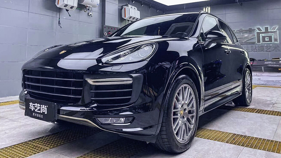 保時(shí)捷GTS黑色施工威固隱形車(chē)衣V100案例