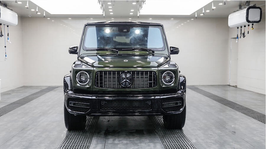 奔馳g63軍綠色施工威固隱形車衣案例
